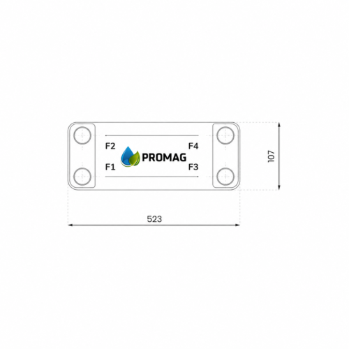 RX-duzy-szkic-promag PLOKŠTINIS ŠILUMOS KEITIKLIS 8,6 kW, 16 plokščių PGM-Rx-22u/1c-16